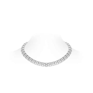 Bee My Love Necklace in 925 sterling silver with platinum plating, featuring hexagonal lab-created sapphires.