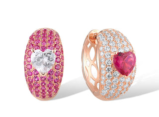 Blush Dahlia Earrings – Sterling silver earrings with ruby and lab-created sapphires, capturing the elegance of a blooming dahlia with vibrant colour and shimmer.