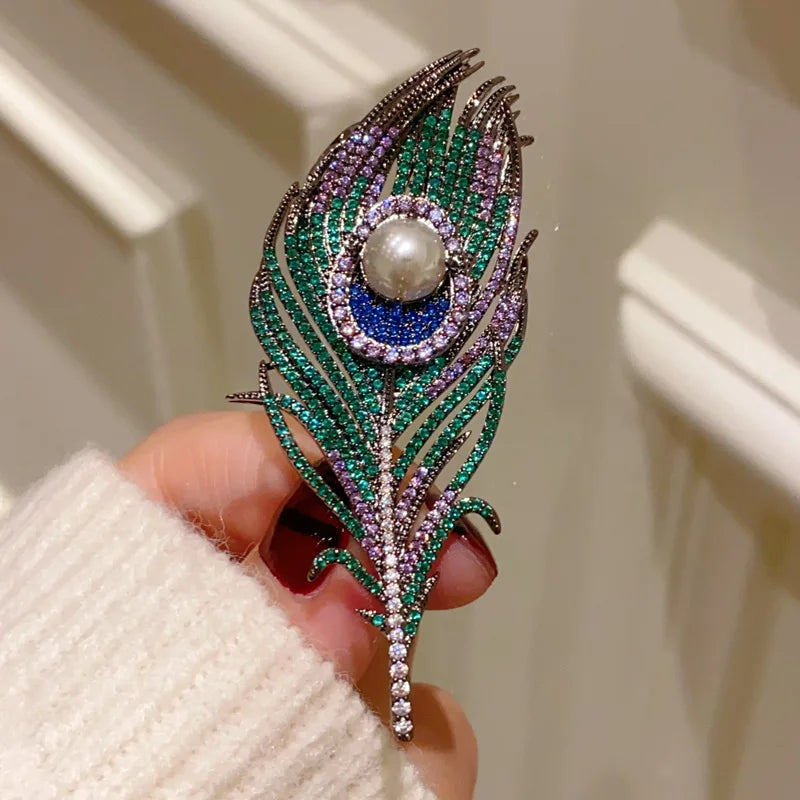 Noble Peacock Feather Brooch