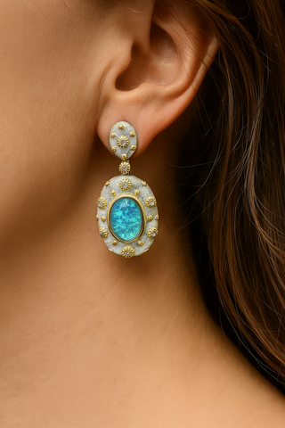 Opaline Skies Earrings in sterling silver with lab-created sapphires, offering a soft, serene glow for an elegant look.