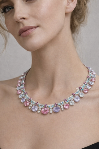 Rosy Mirage pink sapphire necklace set