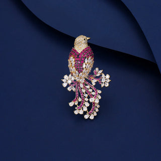 Ruby Canary Bird Brooch