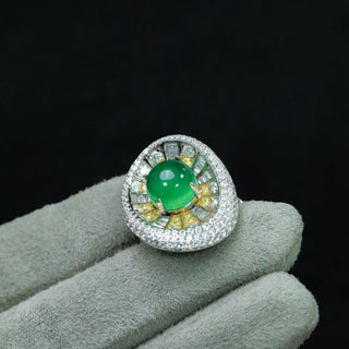 Green Sunburst Ring
