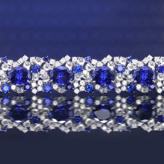 Sapphire Mist Bangle - Sterling Silver Bangle with Lab-Created Sapphires for Women