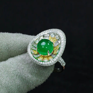 Green Sunburst Ring