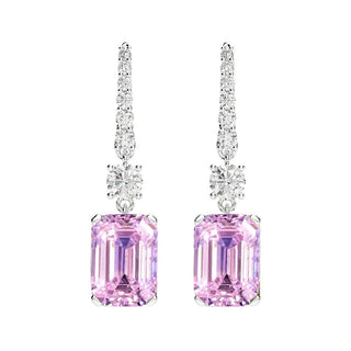 Sterling Grace Earrings in 925 sterling silver with emerald-cut lab sapphires, offering timeless elegance and versatility.