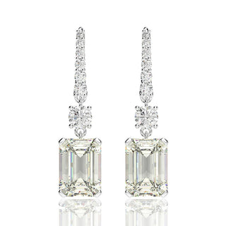 Sterling Grace Earrings in 925 sterling silver with emerald-cut lab sapphires, offering timeless elegance and versatility.