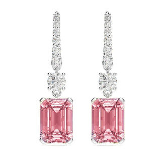 Sterling Grace Earrings in 925 sterling silver with emerald-cut lab sapphires, offering timeless elegance and versatility.