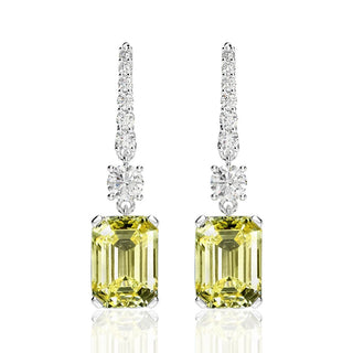 Sterling Grace Earrings in 925 sterling silver with emerald-cut lab sapphires, offering timeless elegance and versatility.