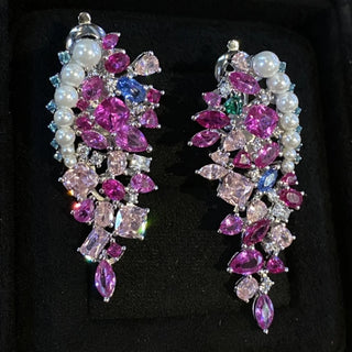 Sweet Girl Pink Earrings – Sterling silver earrings with a platinum-plated finish and multi-coloured lab-created sapphires in pink, offering playful elegance.