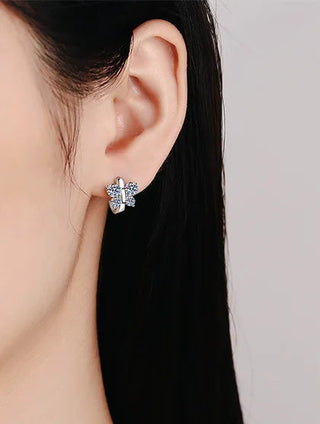 Wings of Eternity Studs: 925 sterling silver moissanite stud earrings for women with 1.6-carat VVS1 D clarity stones.