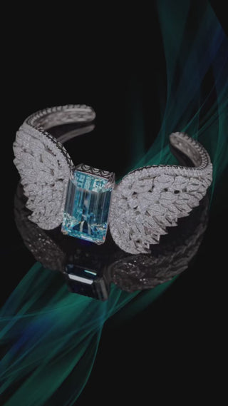 Sapphire Butterfly Wings Bracelet - Sterling Silver Bracelet with Blue and White Lab-Created Sapphire